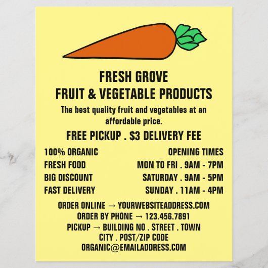 Colourful Orange Carrot, Greengrocers Advertising チラシ (正面)