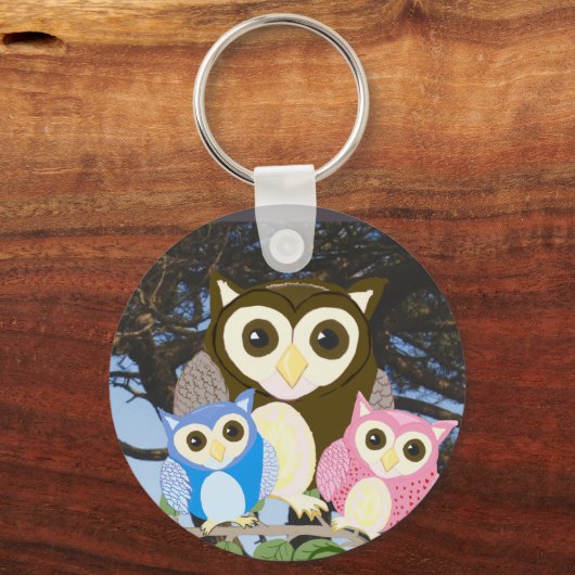 Colourful Owls in a Tree キーホルダー (裏面)
