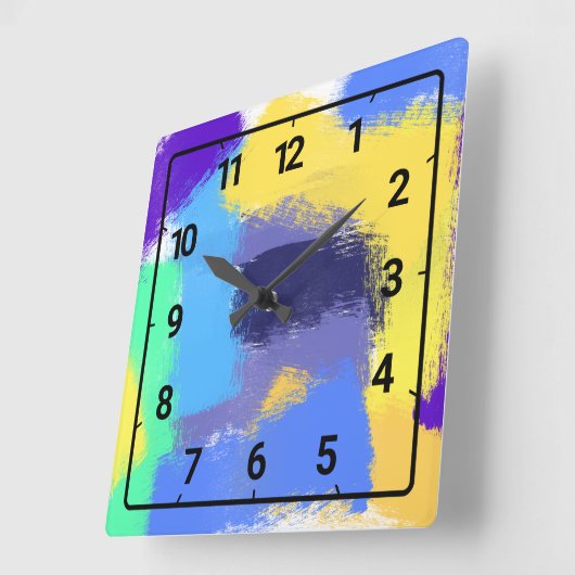 Colourful paint strokes スクエア壁時計 (傾斜)