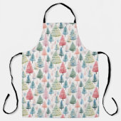 Colourful Pastel Christmas Pine Trees Pattern エプロン (正面)
