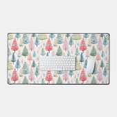 Colourful Pastel Christmas Pine Trees Pattern デスクマット (キーボード&マウス)