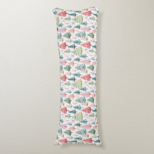 Colourful Pastel Christmas Pine Trees Pattern ボディピロー (正面縦)