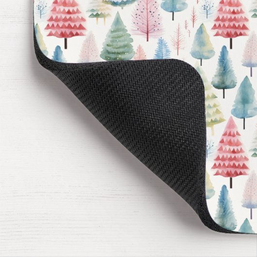 Colourful Pastel Christmas Pine Trees Pattern マウスパッド (コーナー)