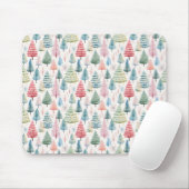 Colourful Pastel Christmas Pine Trees Pattern マウスパッド (マウス)