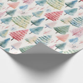 Colourful Pastel Christmas Pine Trees Pattern ラッピングペーパー (角)