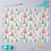 Colourful Pastel Christmas Pine Trees Pattern 薄葉紙 (クラフト)
