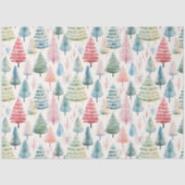 Colourful Pastel Christmas Pine Trees Pattern 薄葉紙 (正面)