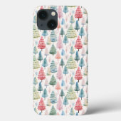 Colourful Pastel Christmas Pine Trees Pattern Case-Mate iPhoneケース (裏面)