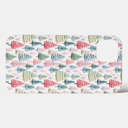 Colourful Pastel Christmas Pine Trees Pattern Case-Mate iPhoneケース (裏面 (横))