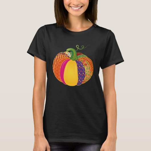 Colourful patchwork pumpkin with different pattern tシャツ (正面)