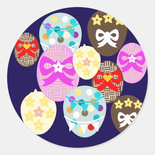 Colourful patterned Easter Egg   ラウンドシール (正面)