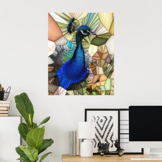 Colourful Peacock Mosaic Poster ポスター (ホームオフィス)
