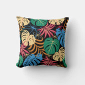 Colourful pillow with a tropical leaf pattern クッション (正面)