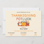 Colourful Pumpkin Thanksgiving Potluck Invitation 招待状 (正面)