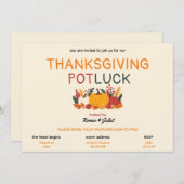 Colourful Pumpkin Thanksgiving Potluck Invitation 招待状 (正面/裏面)
