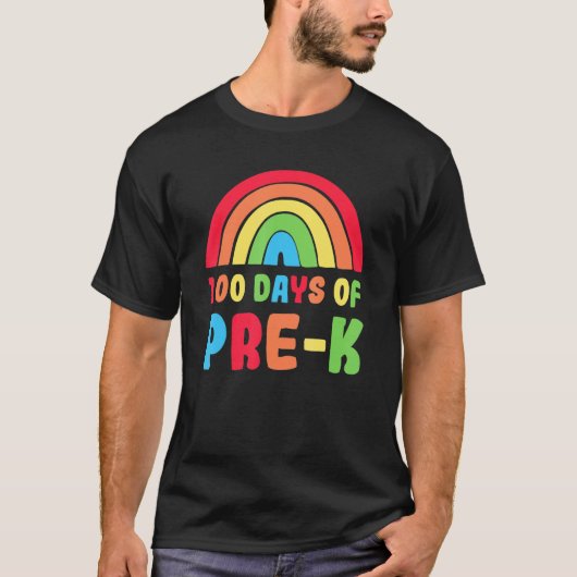 Colourful Rainbow 100 Days Of Pre K Day Of School Tシャツ (正面)