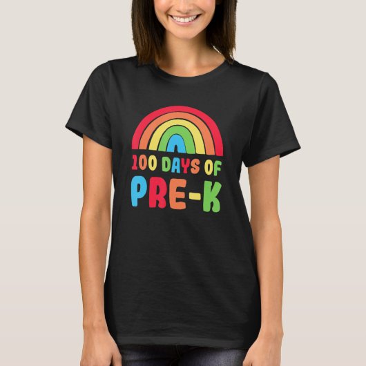 Colourful Rainbow 100 Days Of Pre K Day Of School Tシャツ (正面)
