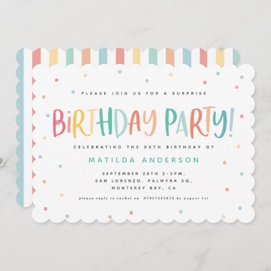 Colourful rainbow surprise birthday polka dots (正面/裏面)