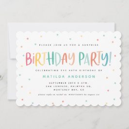 Colourful rainbow surprise birthday polka dots 