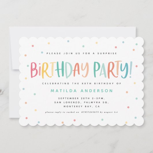 Colourful rainbow surprise birthday polka dots  (正面)