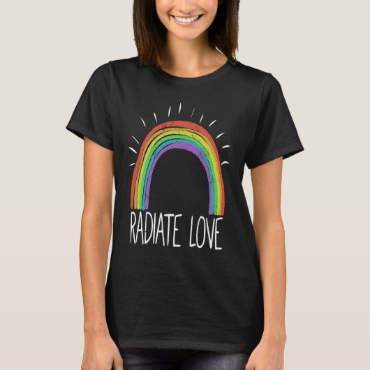 Colourful Rainbow T Radiate Positivity Motivation Tシャツ (正面)