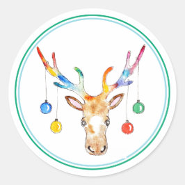 Colourful Reindeer ラウンドシール