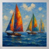 Colourful Sailing yachts Poster ポスター (正面)