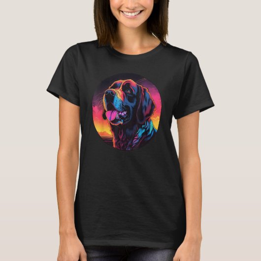 Colourful Saint Bernard Dog Dad Mom Graffity Tシャツ (正面)