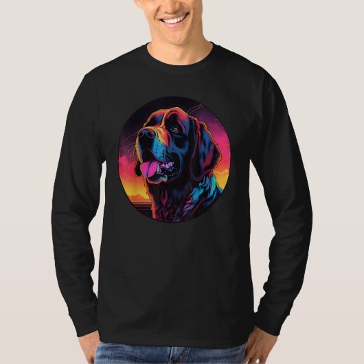 Colourful Saint Bernard Dog Dad Mom Graffity Tシャツ (正面)