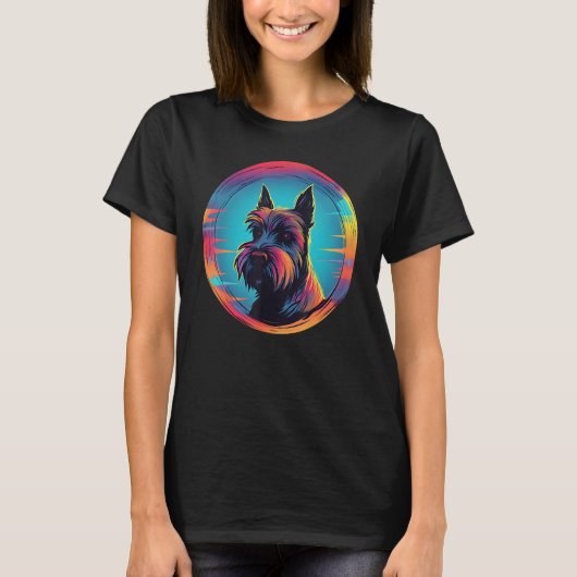 Colourful Scottish Terrier Dog Dad Mom Graffity Tシャツ (正面)