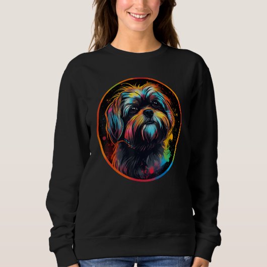 Colourful Shih Tzu Dog Dad Mom Graffity スウェットシャツ (正面)