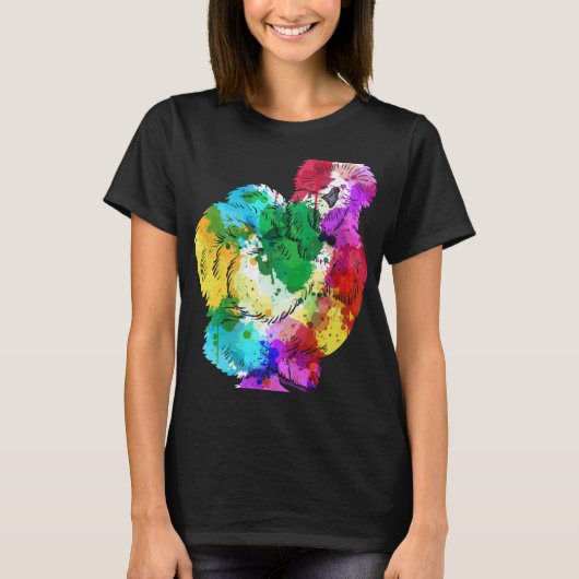 Colourful Silk Chicken Fan Animal Tシャツ (正面)