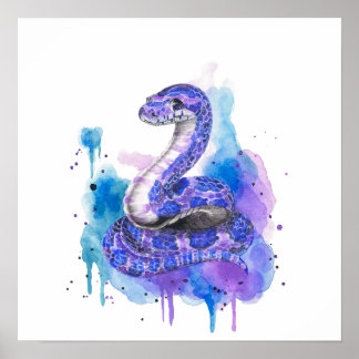 Colourful Snake Watercolor Artwork ポスター