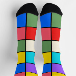 Colourful Square Grid Socks – Retro Geometric ソックス
