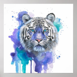 Colourful Tiger Watercolor Artwork ポスター