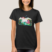 Colourful unicorn lying on a flower filled area tシャツ (正面)