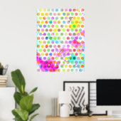 colourful vibrant watercolour splatters polka dots ポスター (ホームオフィス)