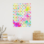 colourful vibrant watercolour splatters polka dots ポスター (キッチン)
