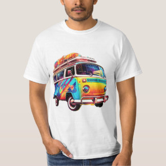 Colourful VW Campervan Tシャツ