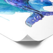 Colourful Whale Watercolour Art ポスター (角)