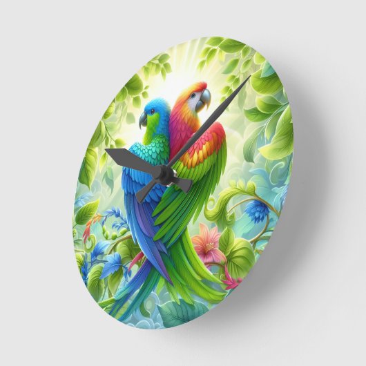 Colourful wildlife Wall Clock ラウンド壁時計 (傾斜)