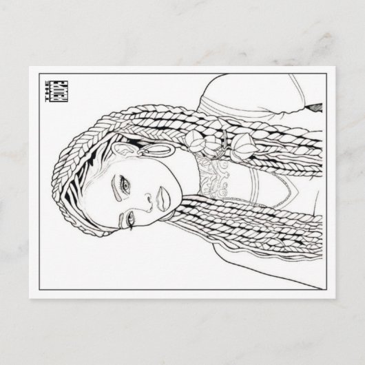 Colouring Post Card | Girl With Da Braidz シーズンポストカード (正面)