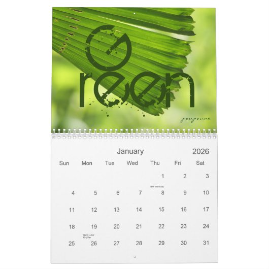 colours カレンダー (1月 2026)