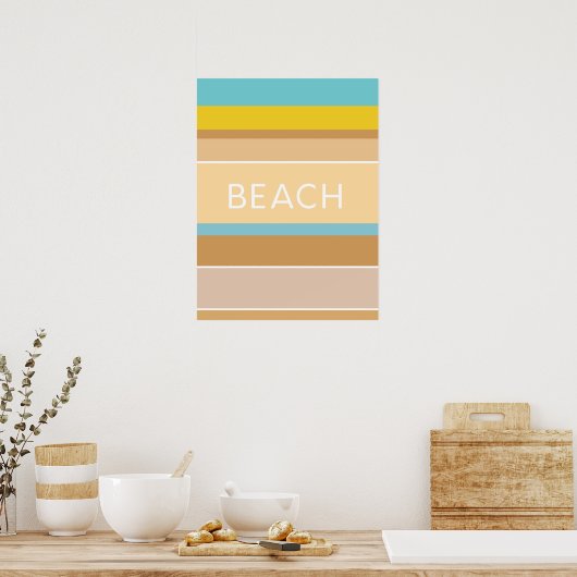 Colours of the Beach Sand Ocean Modern Abstract ポスター (キッチン)