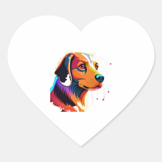 Colrful Dog Graphic - ハートシール (正面)