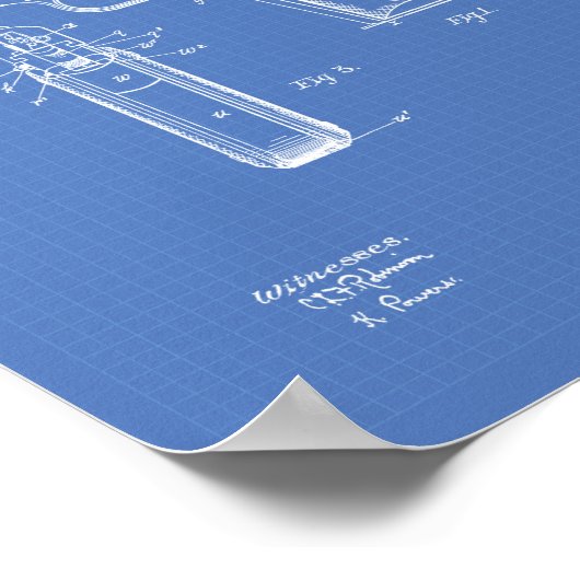 Colt .45 1911 Patent Art - Blueprint ポスター (角)