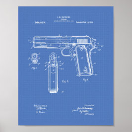 Colt .45 1911 Patent Art - Blueprint ポスター