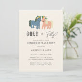 Colt or Filly Cute Horse Theme Gender Reveal Party 招待状 (スタンド正面)