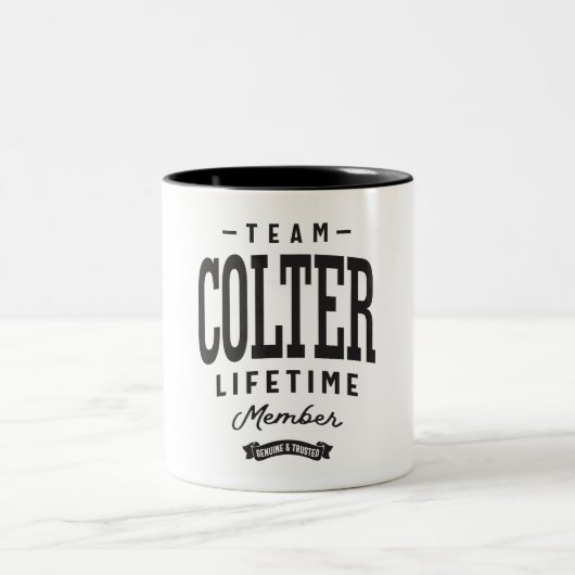 Colter Lifetimeメンバパーソナライズされたー名Colter ツートーンマグカップ (中央)