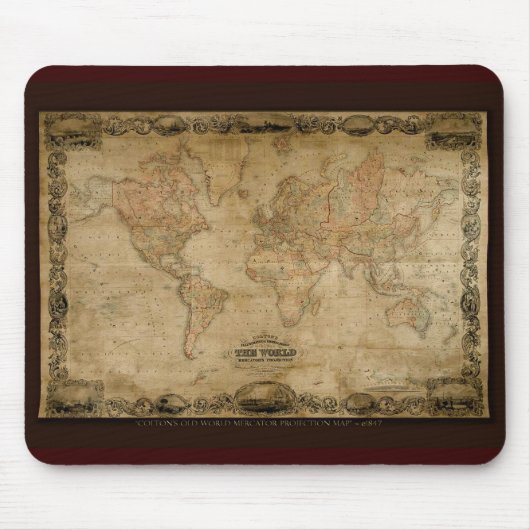 COLTONS旧世界地図c1847 マウスパッド (正面)
